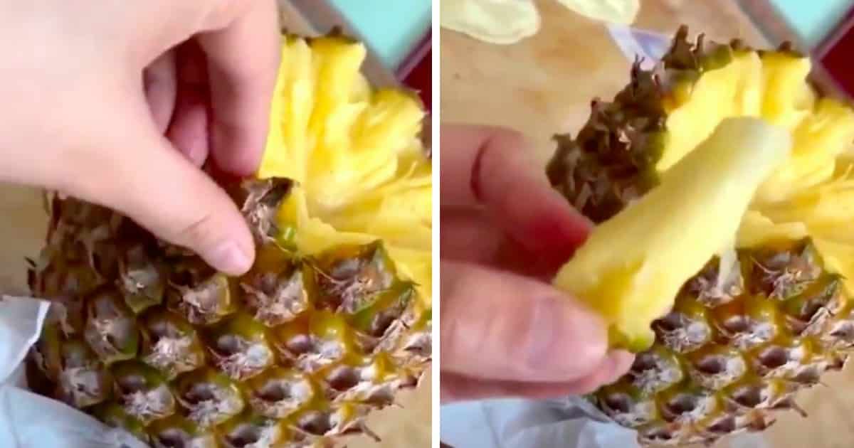 Homem mostra a forma mais fácil de comer ananás