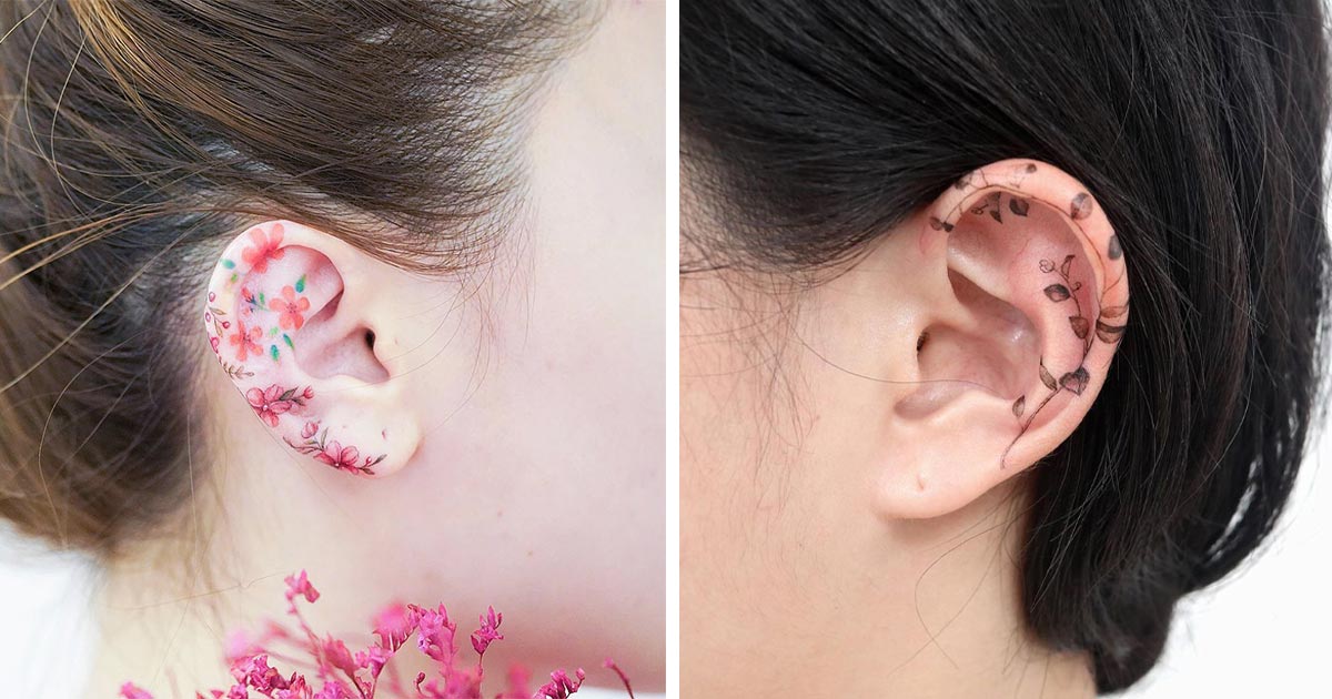 Mais de 20 tatuagens criativas na orelha que são mais bonitas que brincos