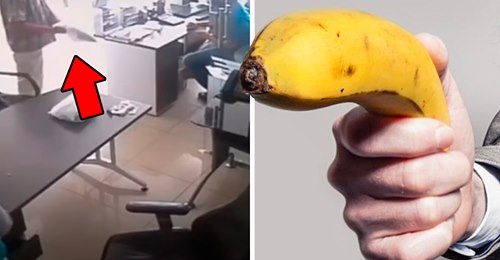 Homem tenta assaltar uma funerária armado com uma banana