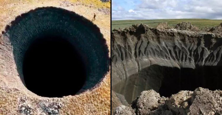 Explosão enorme deixa cratera gigante com 50 metros de profundidade no Ártico