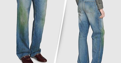Gucci está a vender calças de ganga com manchas falsas de relva nos joelhos a 660€