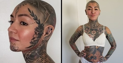 Mulher gasta 22,000€ em tatuagens da cabeça aos pés incluindo a sua zona púbica