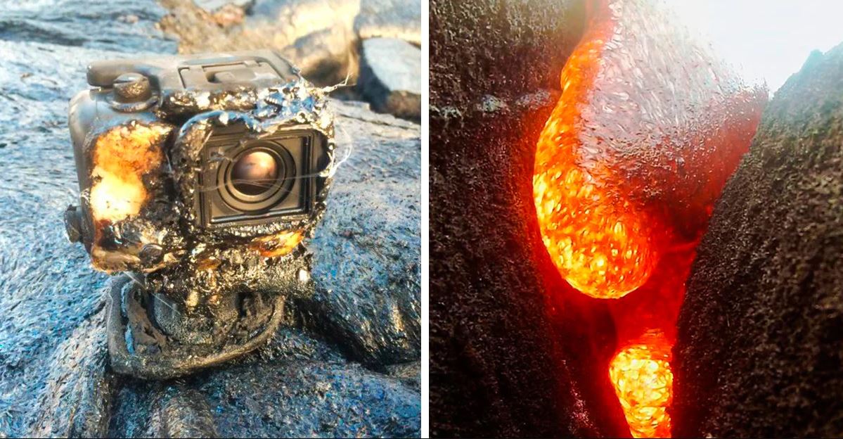 A GoPro deste tipo caiu para dentro de um vulcão mas continuou a gravar, mesmo a ser consumida pela lava