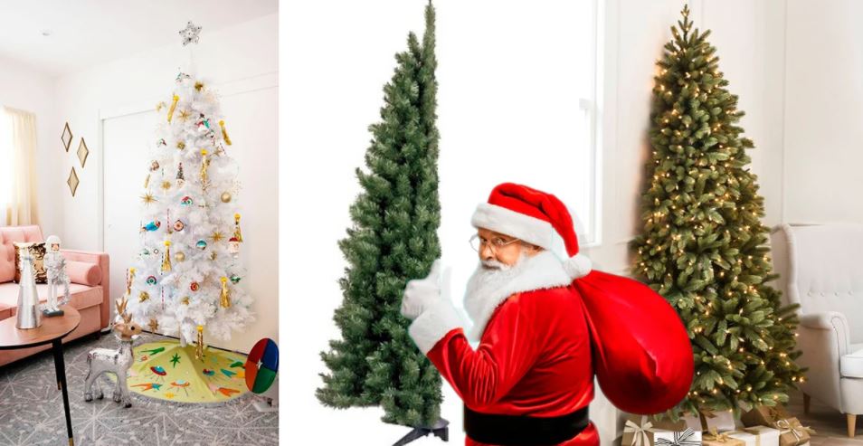 Já vendem "meia" árvore de Natal, para aqueles que são preguiçosos em decorá-la por trás