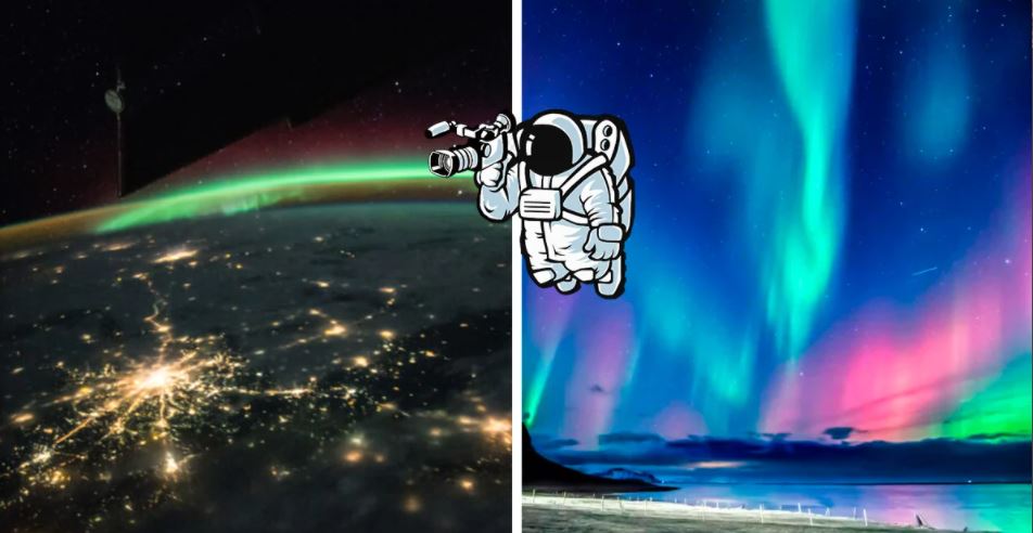 Astronautas da NASA mostram o aspeto de uma aurora boreal vista do espaço