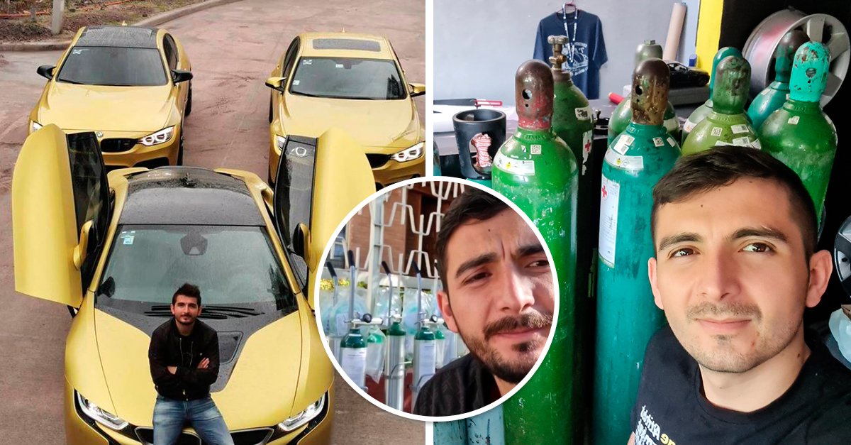 Homem rifou os seus carros de luxo para comprar tanques de oxigénio para pessoas necessitadas