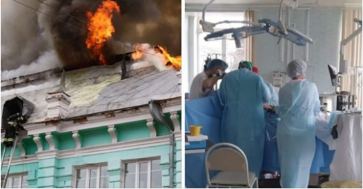 Médicos russos fazem operação ao coração no meio de um incêndio