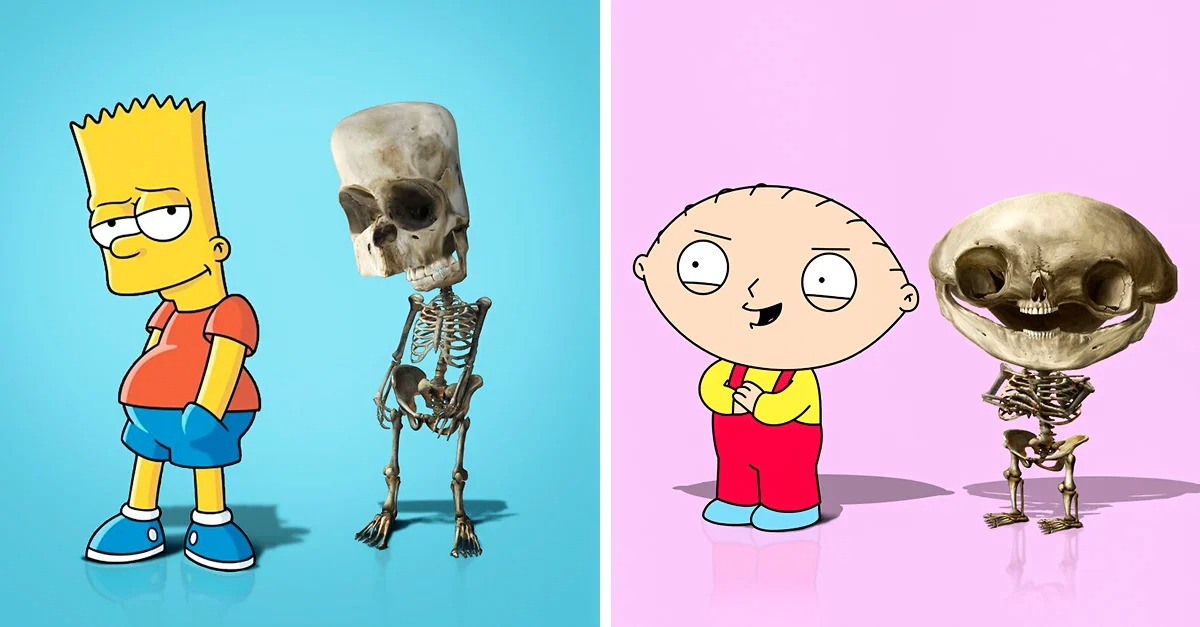 Artista imaginou como seria o esqueleto de algumas famosas personagens e o resultado foi muito estranho