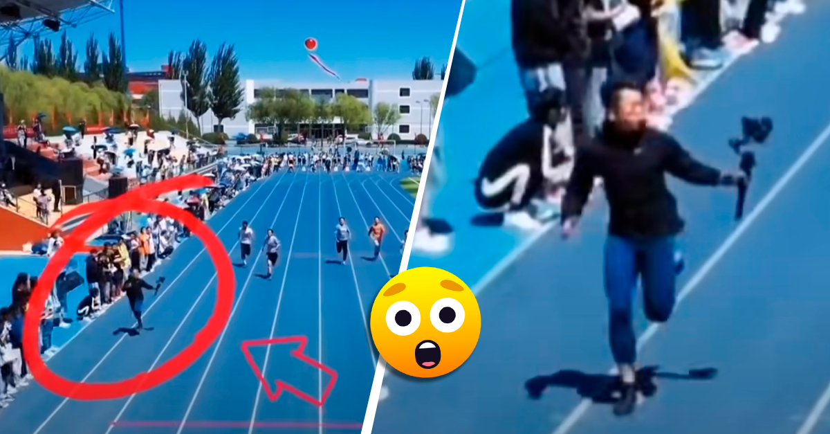 Cameraman grava uma corrida de 100 metros e correu mais rápido do que todos os participantes