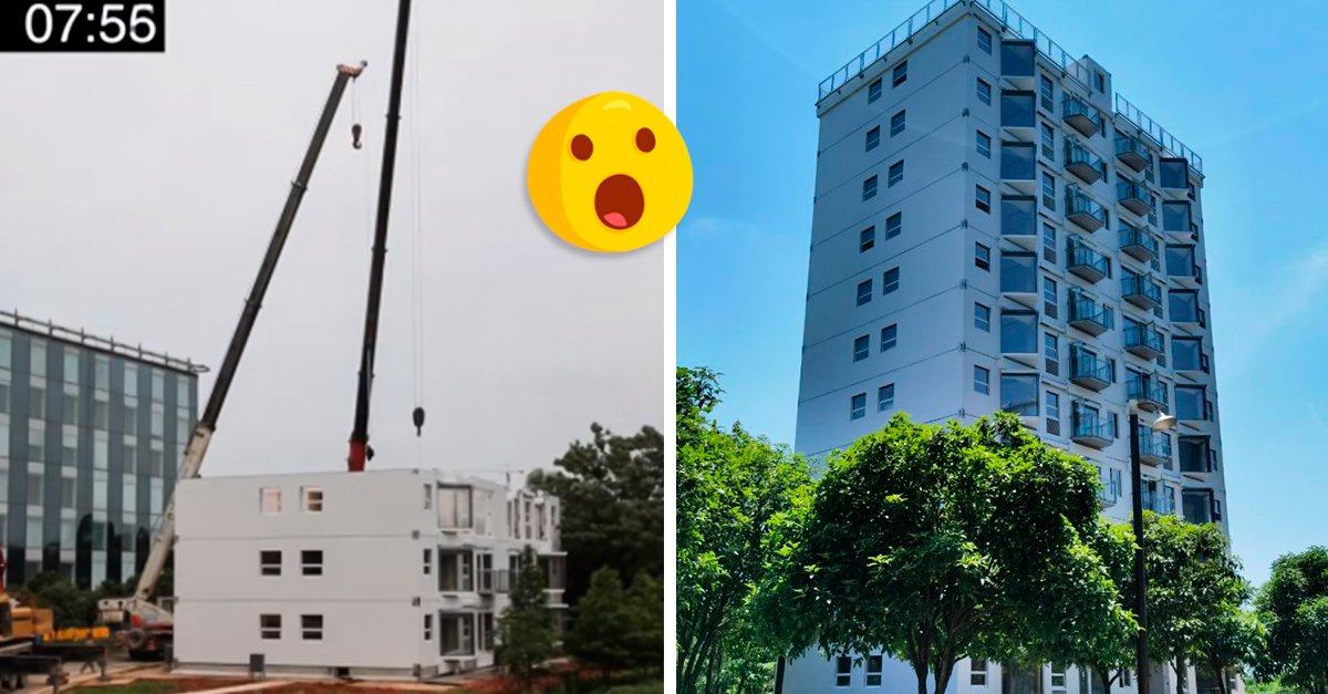 Coisas que só acontecem na China: edifício de 10 pisos é construído em apenas 28 horas