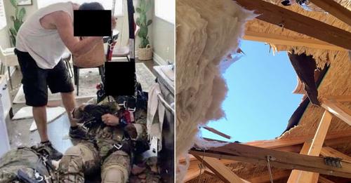 Paraquedista do exército tem um acidente e aterra dentro de uma casa
