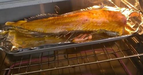 Peixe morto começa aos saltos dentro do forno enquanto está a ser cozinhado