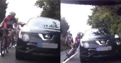 Ciclista leva um BANANO de um condutor irritado com a forma como o grupo estava a andar na estrada