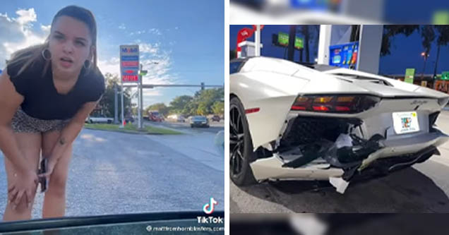 Uma Karen bateu num Lamborghini e mentiu sobre o sucedido, apesar de ter ficado tudo gravado