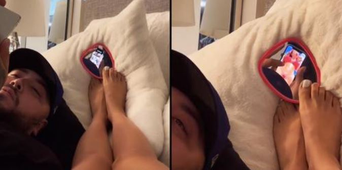 Mulher apanha o namorado a olhar para outras mulheres no Instagram recorrendo a um espelho
